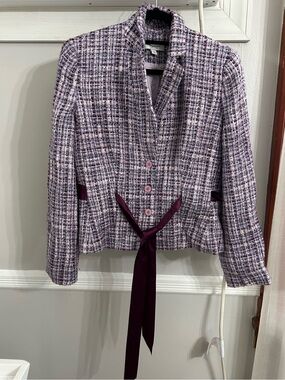 Ann Taylor Lavender Tweed Blazer with purple Tie